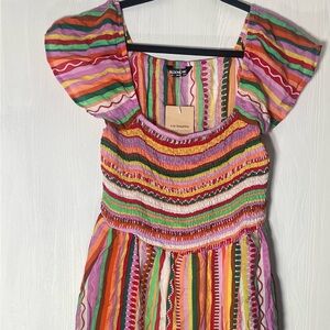 BloomChic Striped Smocked Maxi Dress in Pink, Orange & Green